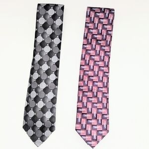 Bundle of 2 Van Heusen Men's 100% Silk Stain Resistant Ties